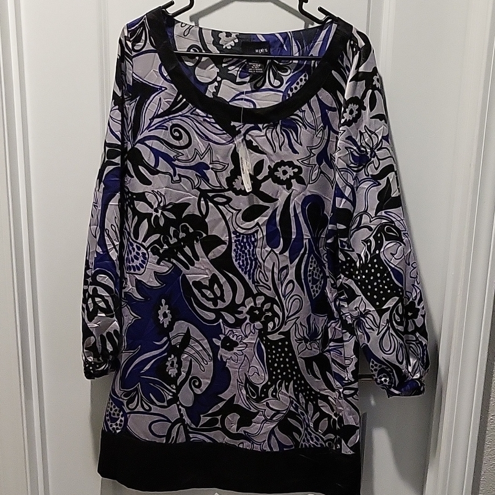 Mixit Black and Purple Abstract Top - Picture 1 of 4